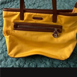 Michael Kors Yellow Tote with Brown Accents